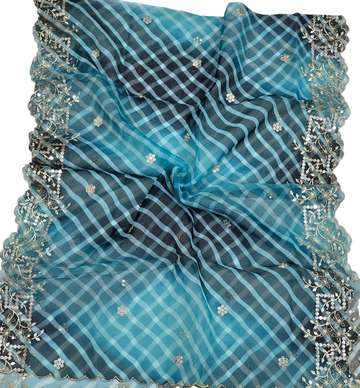 Orgenza Digital Cutwork Dupatta Mirror Work - IVAARA