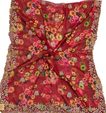 Orgenza Digital Cutwork Dupatta 4-Side - Ivaara