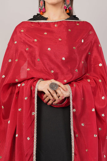 Chinnon Butti Dupatta Red (CD1) – Embroidered Dupatta for Women.