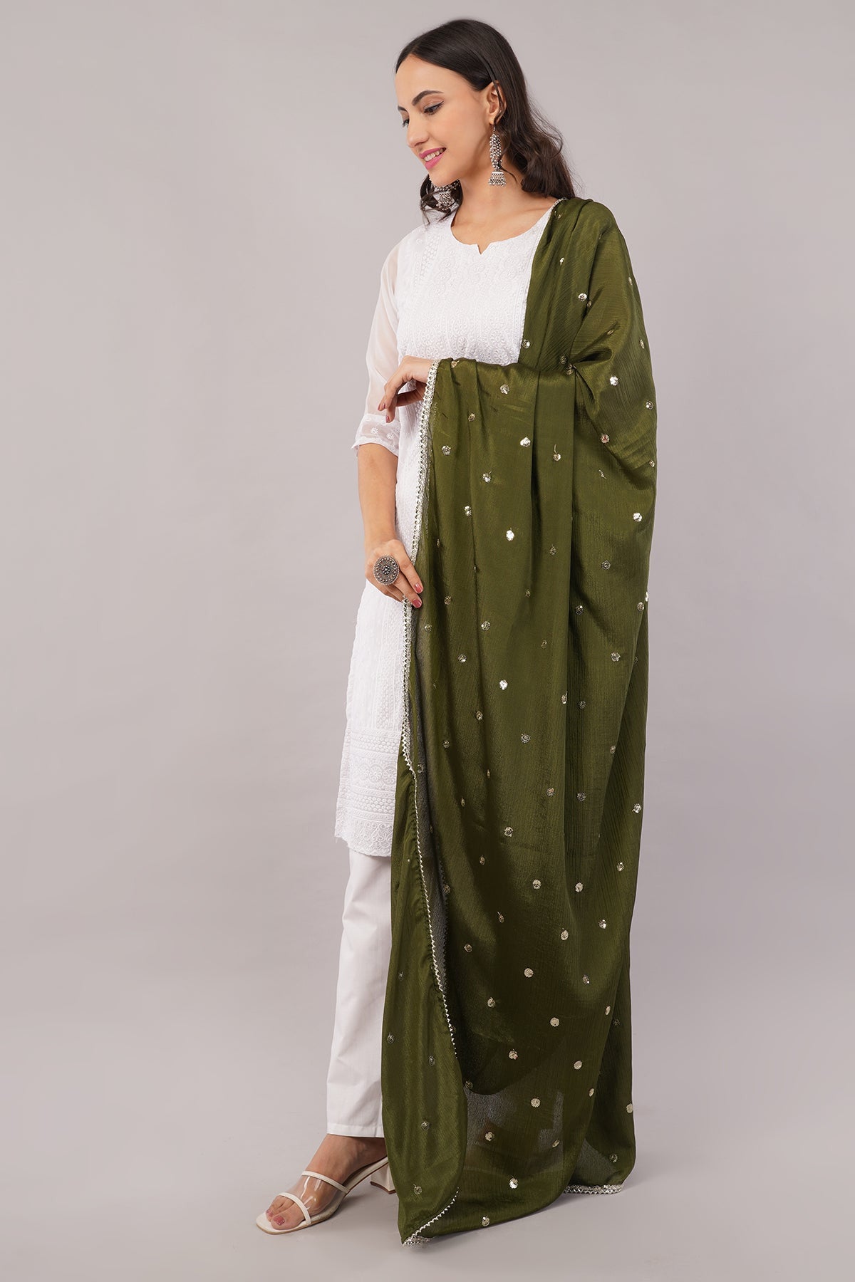 Ivaara Chinnon Butti Dupatta – Soft, Lightweight, Embroidered Dupatta for Women - IVAARA