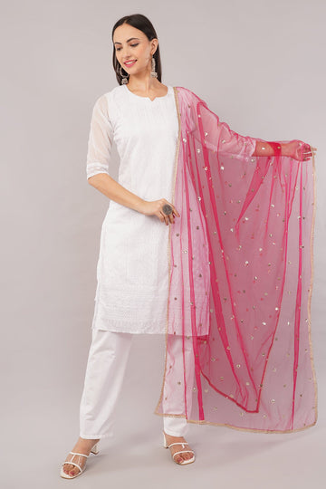 Ivaara Net Sequins Butti Dupatta (NBD10) – Lightweight Embroidered Dupatta for Women | Festive & Party Wear.