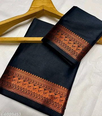 Aura Silk Paithani Style Black Saree (AS7) | Ivaara