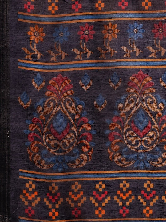 Zarina Brasso Navy Blue Cotton Saree | Ivaara's Gifting Collection.