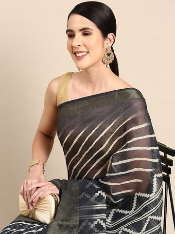 Zarina Leheriya Black Cotton Saree | Ivaara's Gifting Collection.
