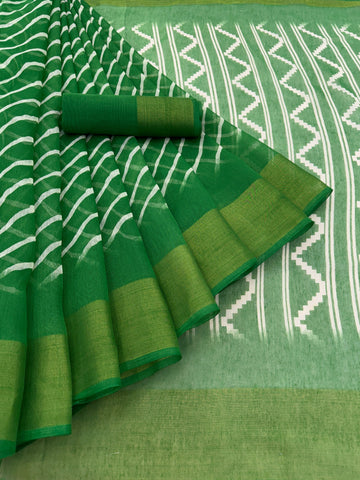 Zarina Leheriya Green Cotton Saree | Ivaara's Gifting Collection.