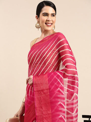 Zarina Leheriya Pink Cotton Saree | Ivaara's Gifting Collection.