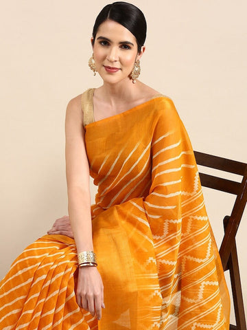 Zarina Leheriya Yellow Cotton Saree | Ivaara's Gifting Collection.