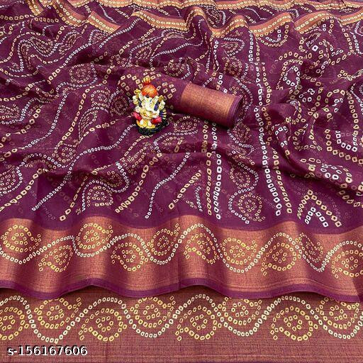 Zarina Bandhej Cotton Wine Saree By Ivaara | Best Option For Gifting.