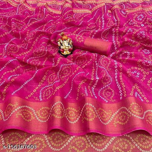 Zarina Bandhej Cotton Pink Saree By Ivaara | Best Option For Gifting.
