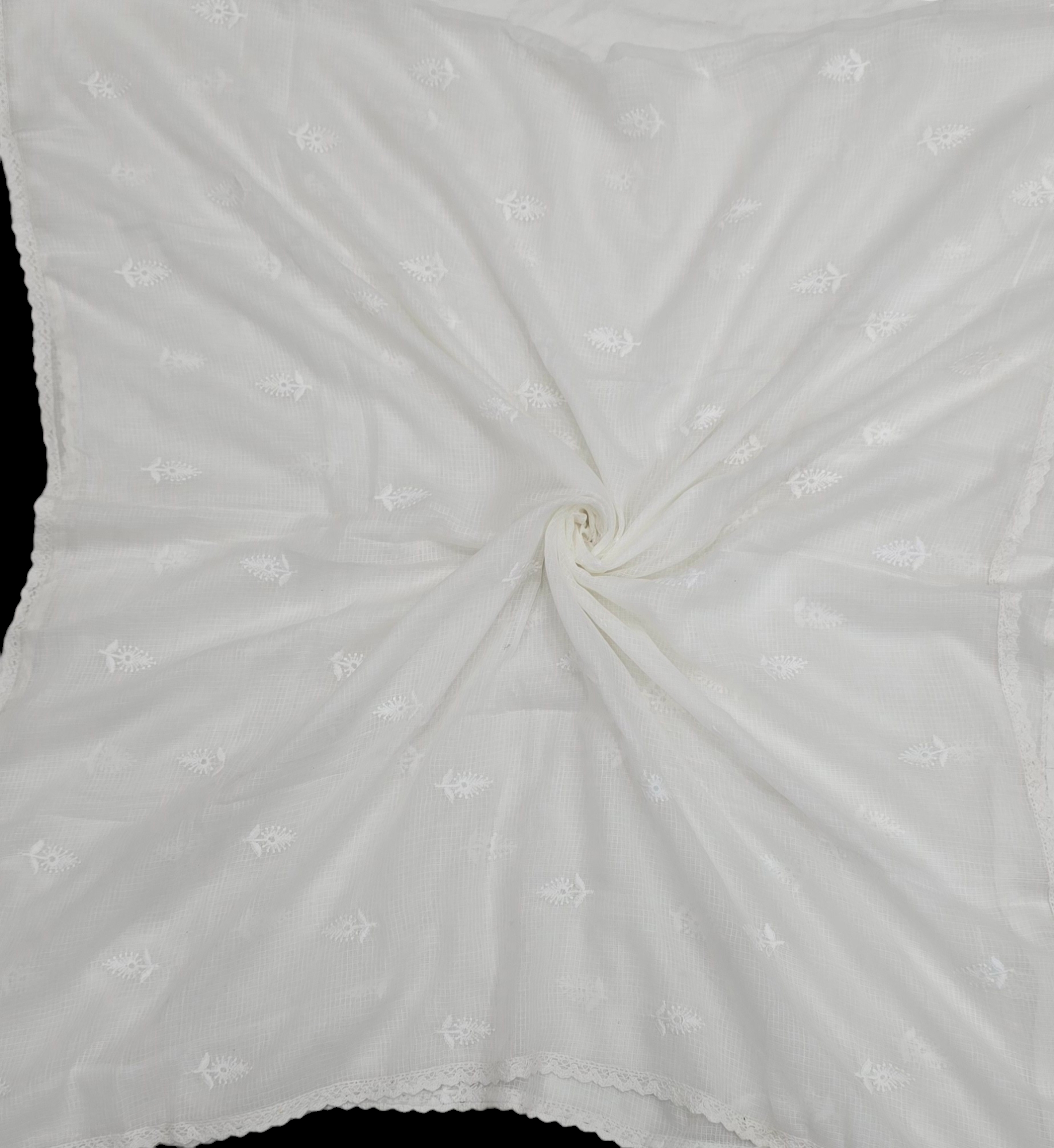 Kota Chex Dyeable Embroidered Dupatta | Ivaara
