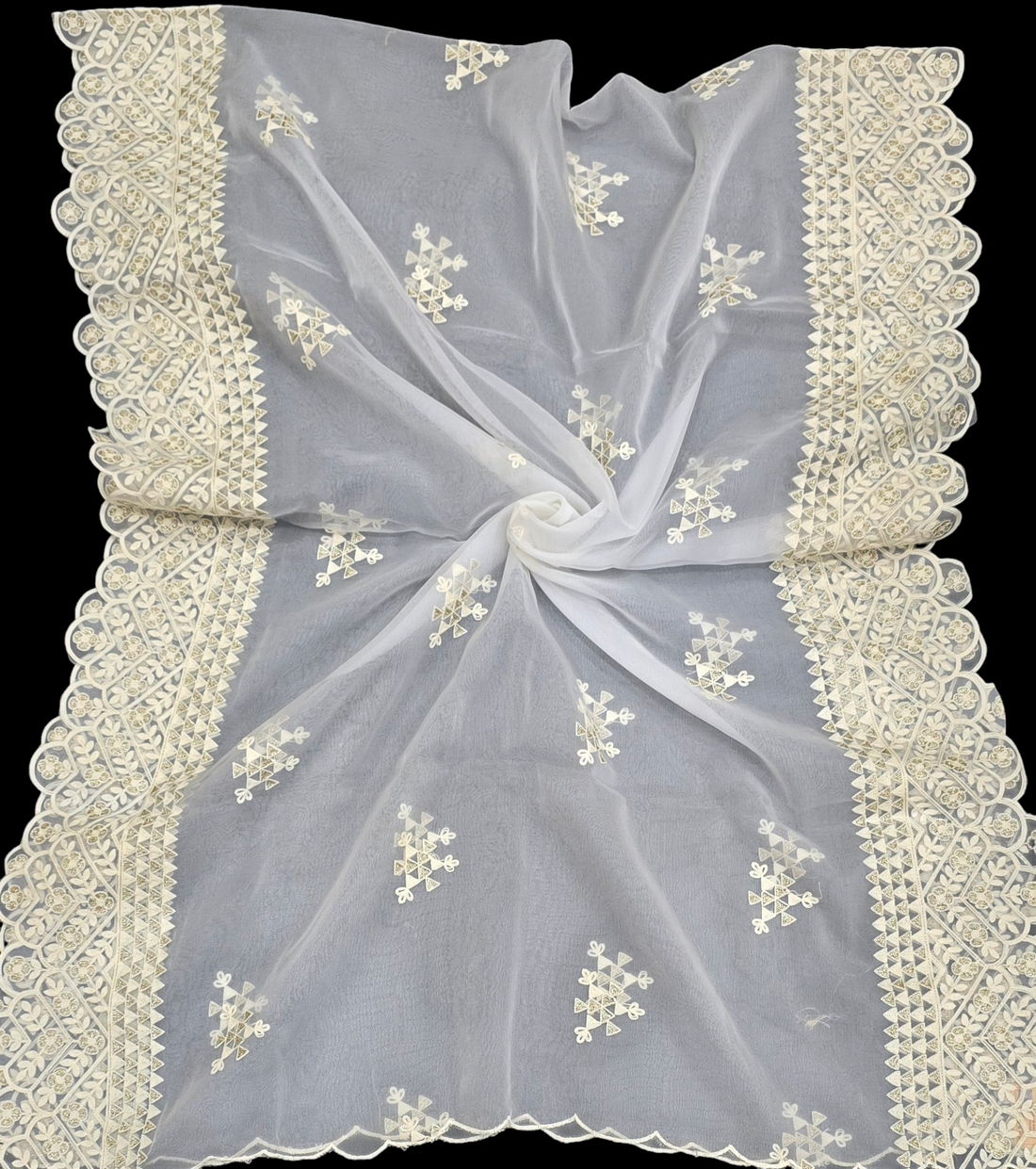 Dyeable Organza Lucknowi Dupatta – Elegant Chikankari-Inspired Embroidered Dupatta for Women | Ivaara