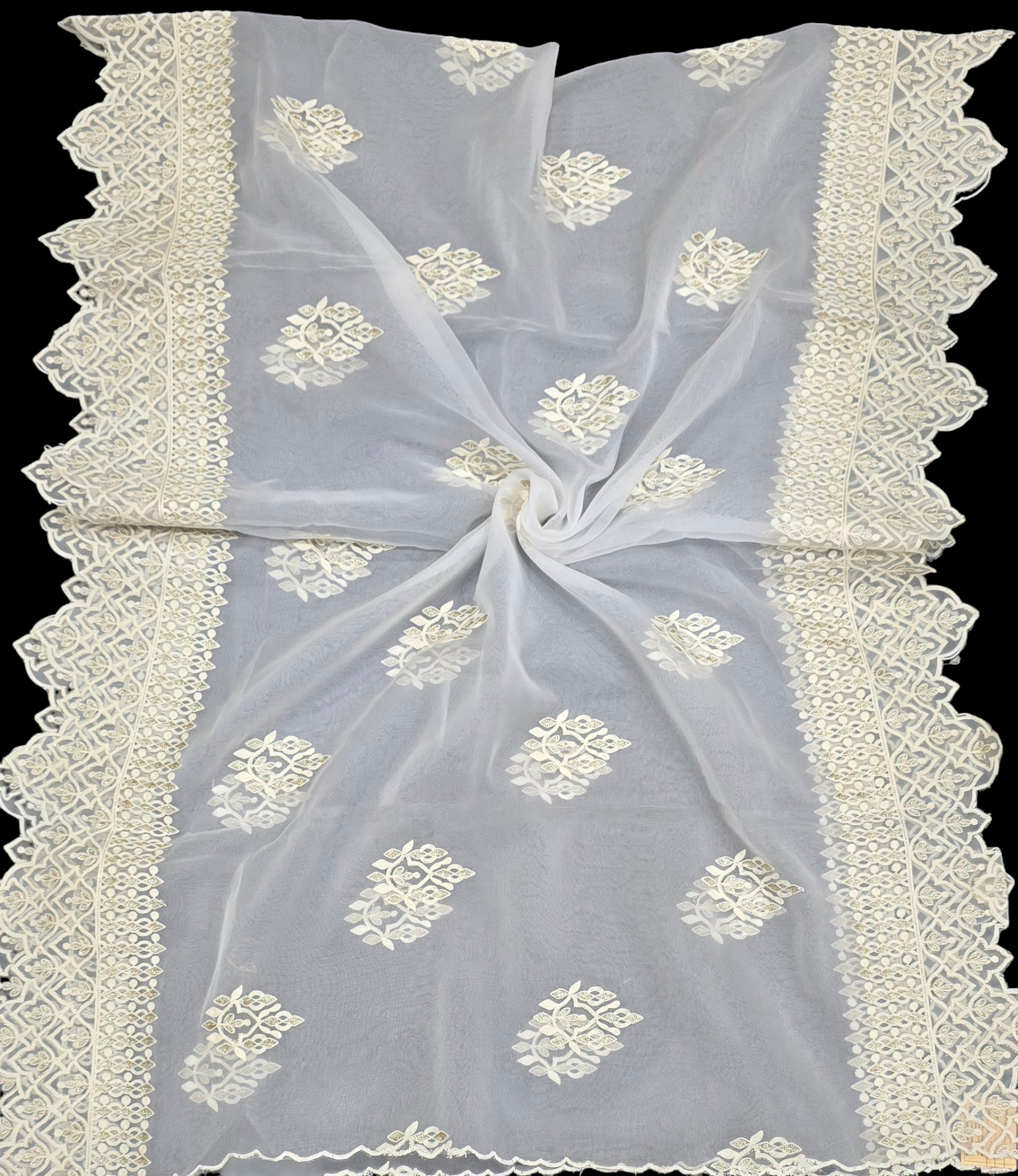 Dyeable Organza Lucknowi Dupatta – Elegant Chikankari-Inspired Embroidered Dupatta for Women | Ivaara