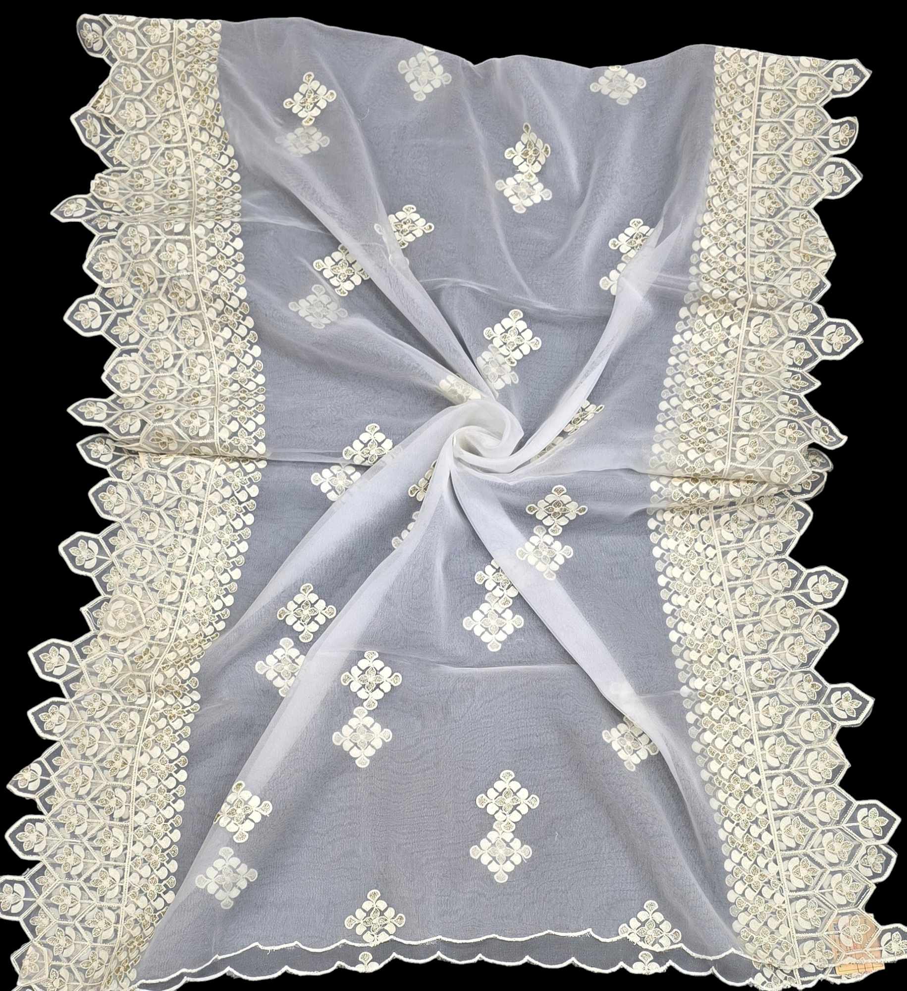 Dyeable Organza Lucknowi Dupatta – Elegant Chikankari-Inspired Embroidered Dupatta for Women | Ivaara