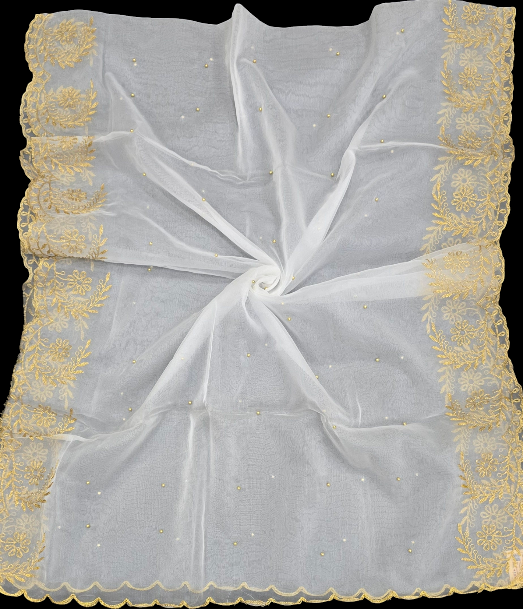 Organza Dupatta with Gold Border – Lightweight Dupatta for Women | Custom Dyeable | Ivaara