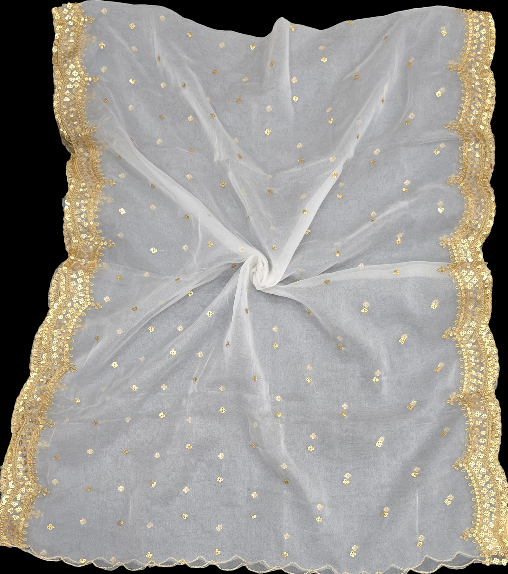 Organza Dupatta with Gold Border – Lightweight Dupatta for Women | Custom Dyeable | Ivaara