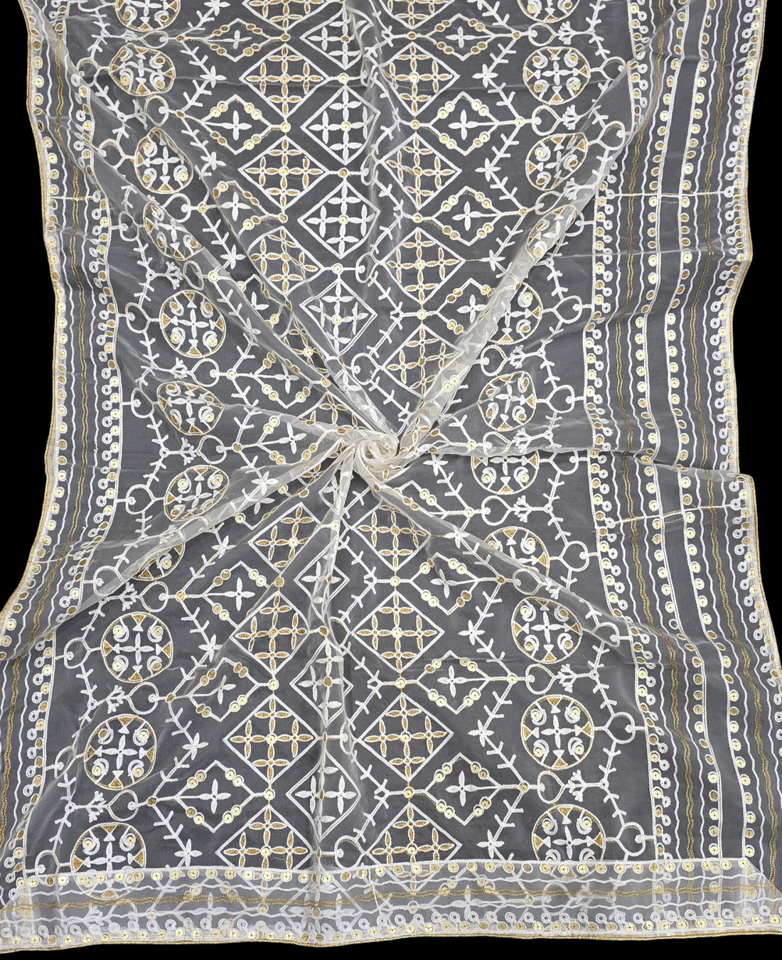 Organza Dupatta – Trending Sequins with Luxe 4-Side Border | Ideal for Custom Occasion Styling | IVAARA