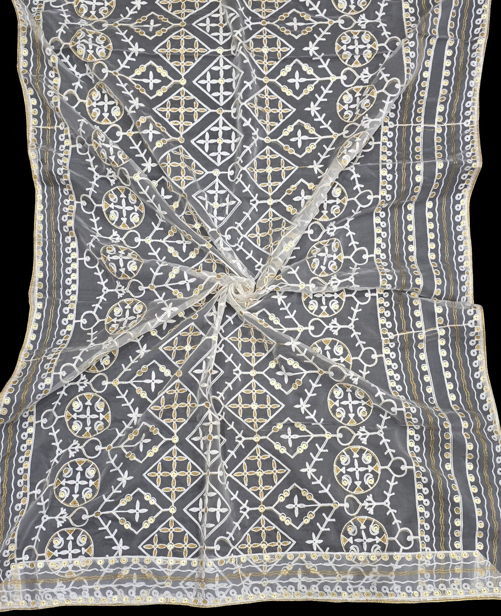 Organza Dupatta – Trending Sequins with Luxe 4-Side Border | Ideal for Custom Occasion Styling | IVAARA