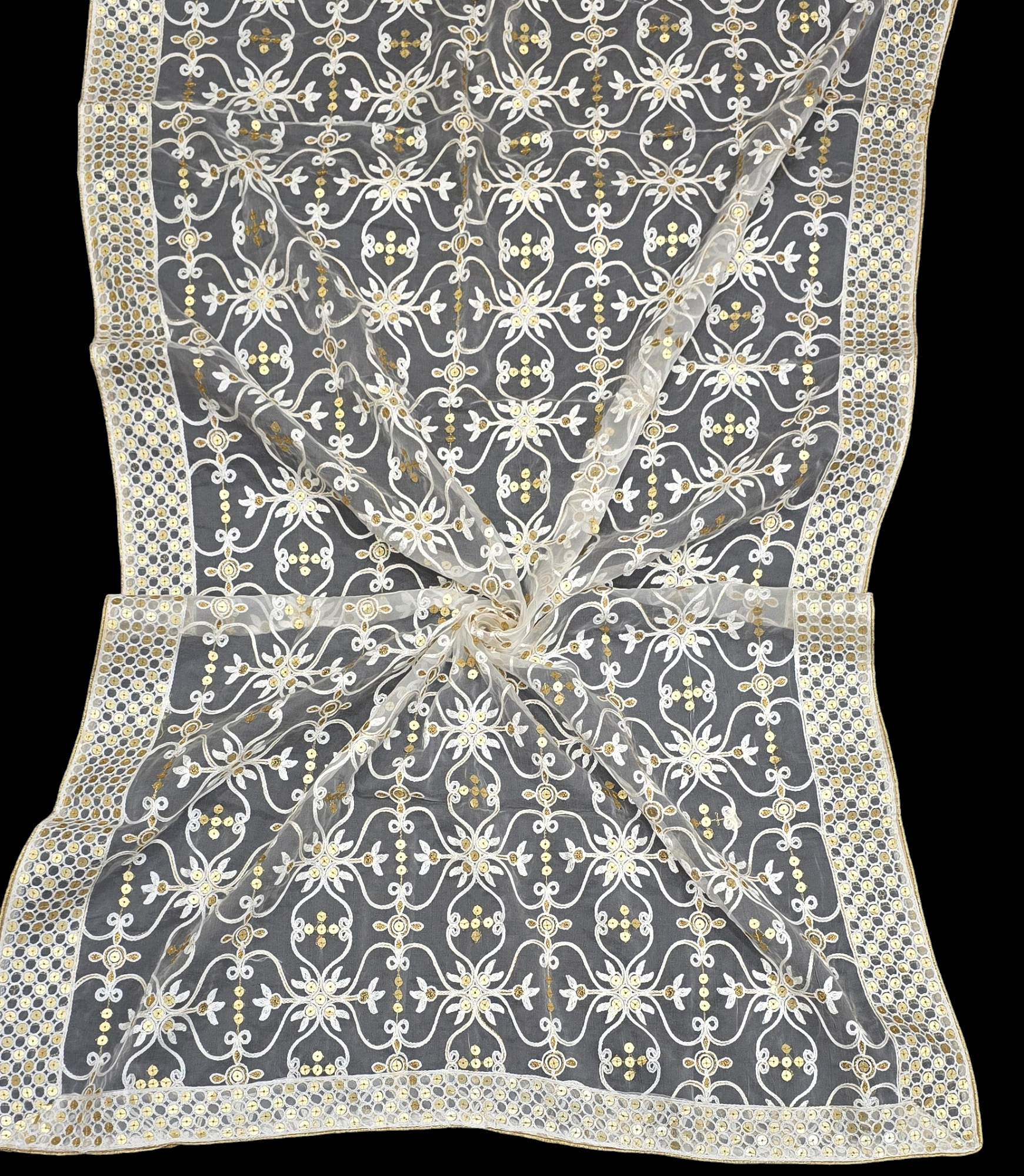 Organza Dupatta – Trending Sequins with Luxe 4-Side Border | Ideal for Custom Occasion Styling | IVAARA