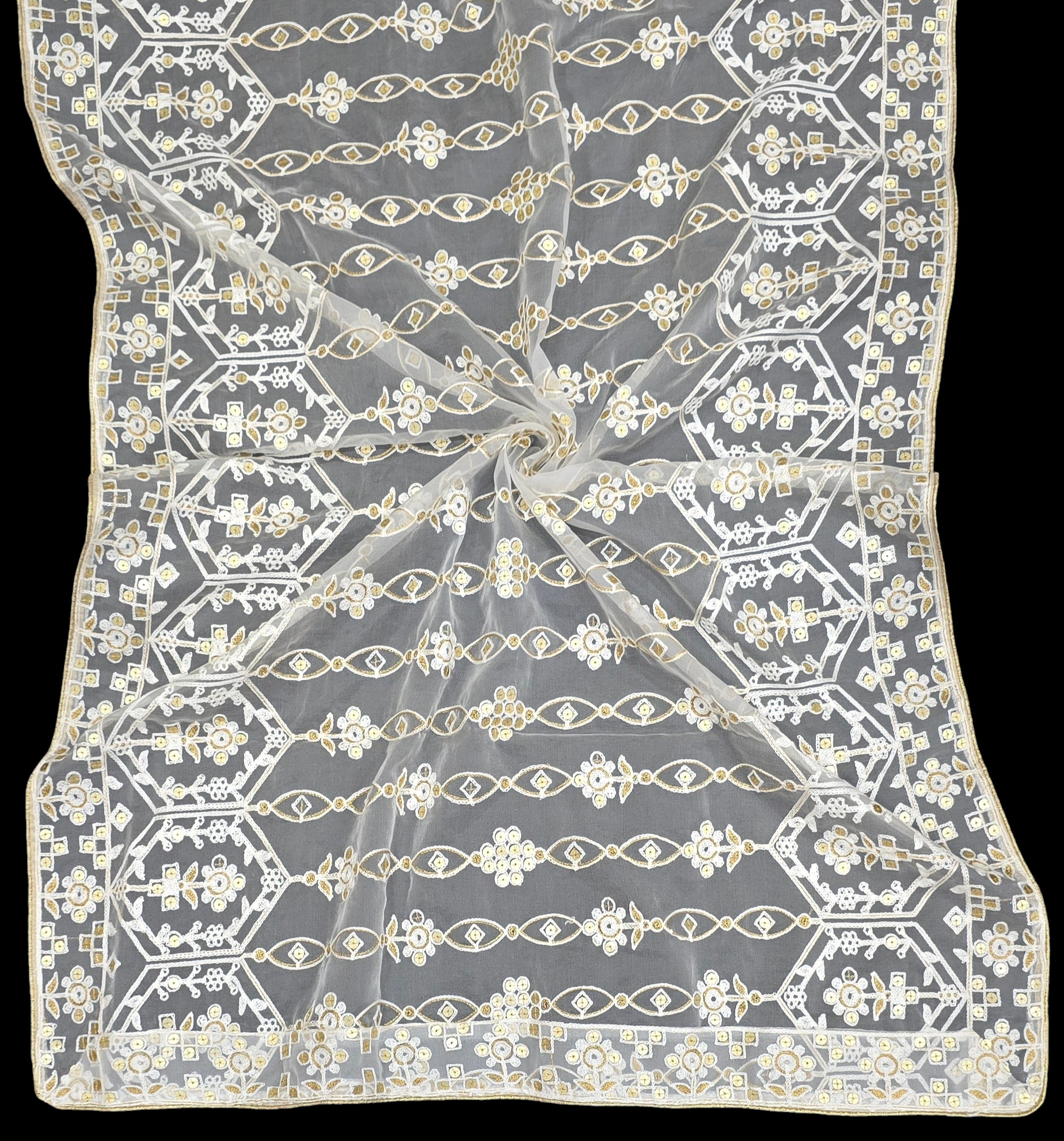 Organza Dupatta – Trending Sequins with Luxe 4-Side Border | Ideal for Custom Occasion Styling | IVAARA