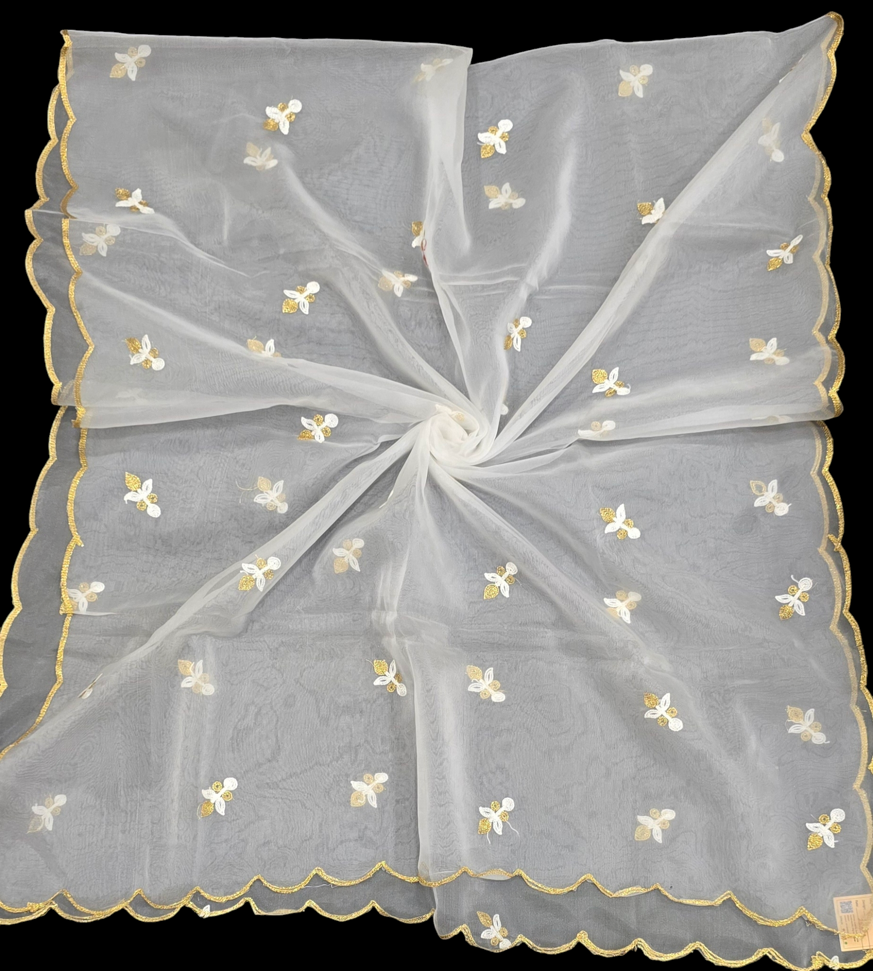 Organza Dupatta with Gold Border – Lightweight Dupatta for Women | Custom Dyeable | Ivaara