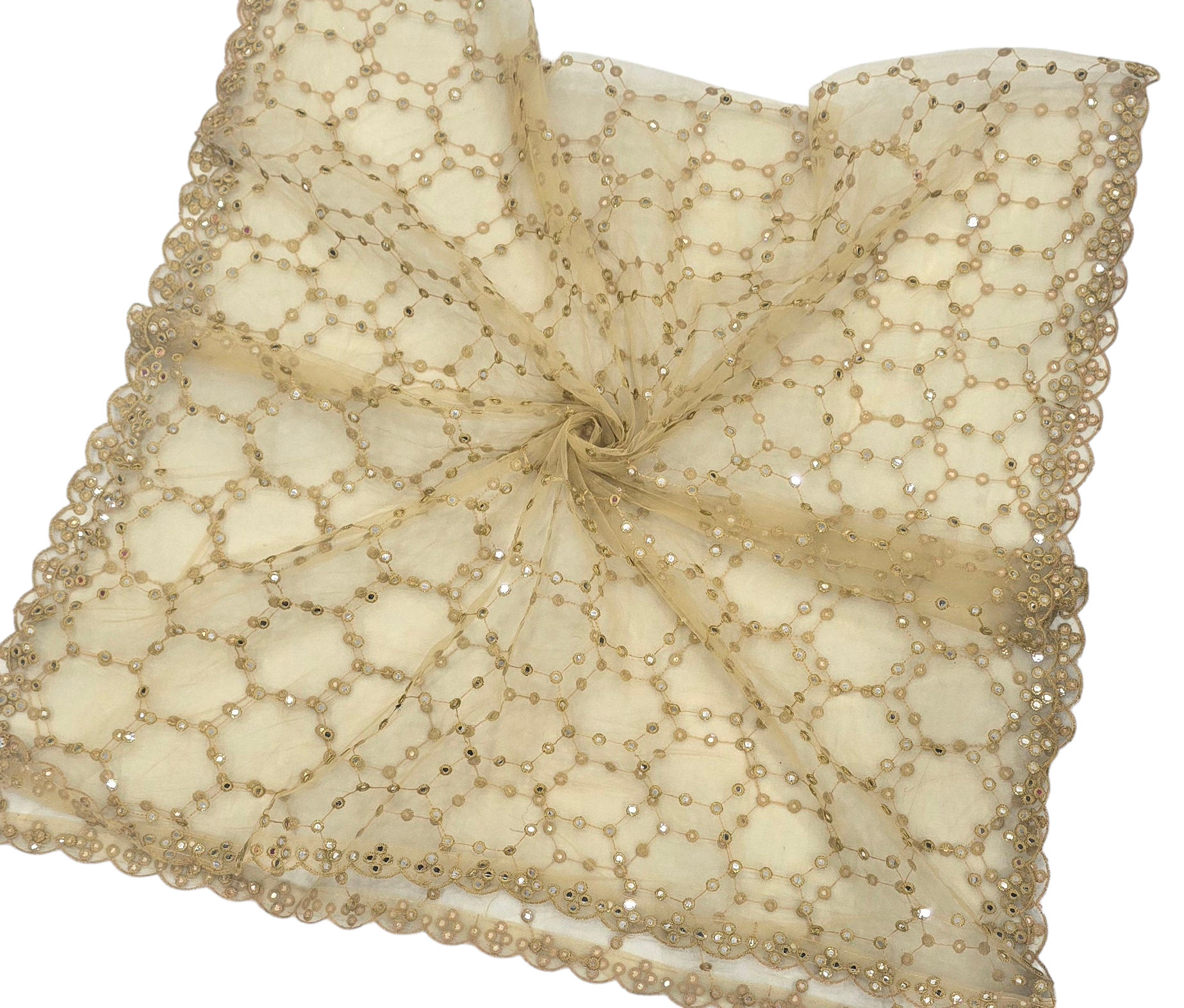 Net Chiku Dupatta | Golden Dupatta | IVAARA