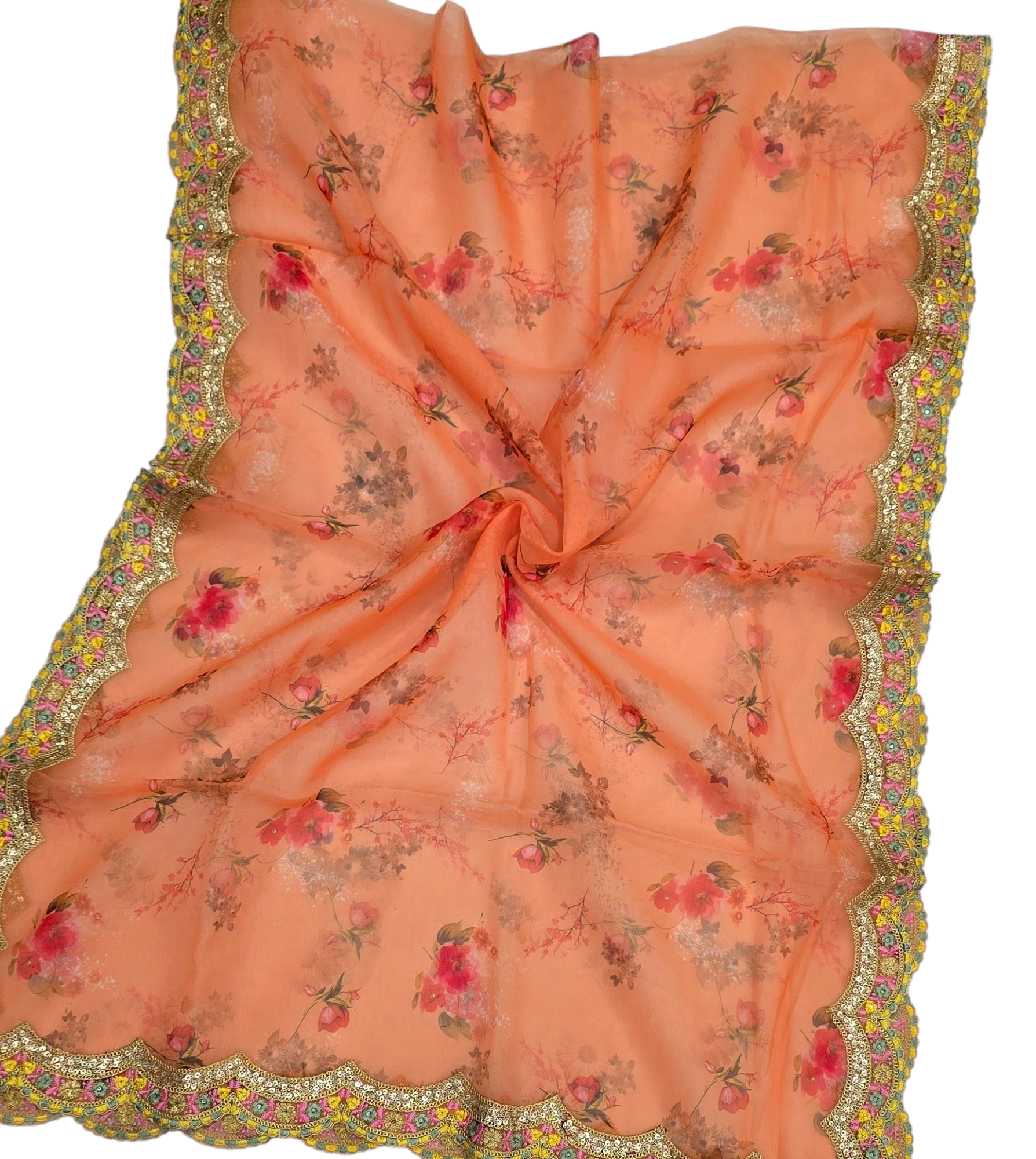 Orgenza Digital Cutwork Dupatta 4-Side - Ivaara