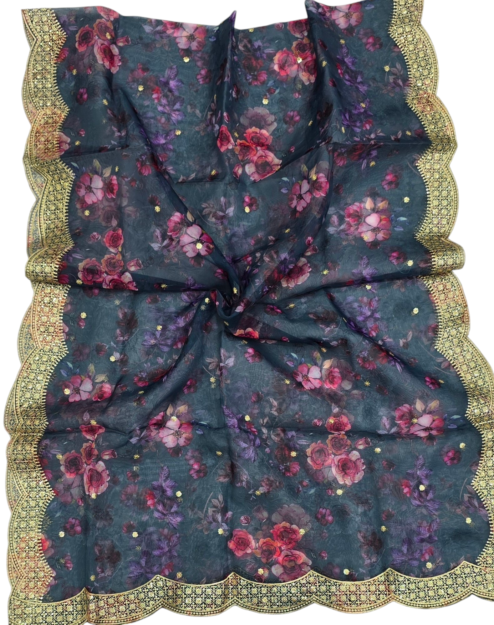 Orgenza Digital Cutwork Dupatta 4-Side - Ivaara