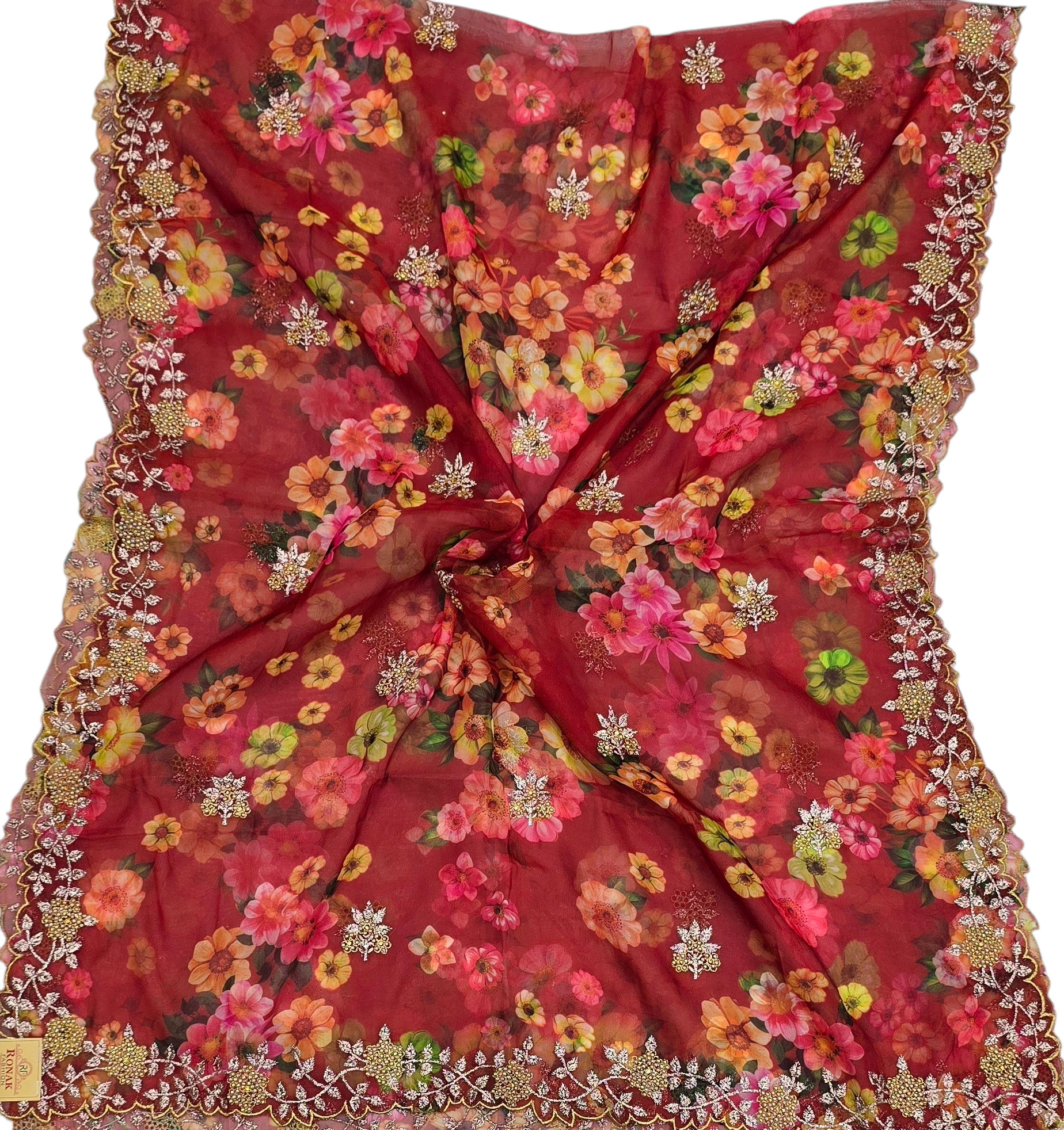 Orgenza Digital Cutwork Dupatta 4-Side - Ivaara