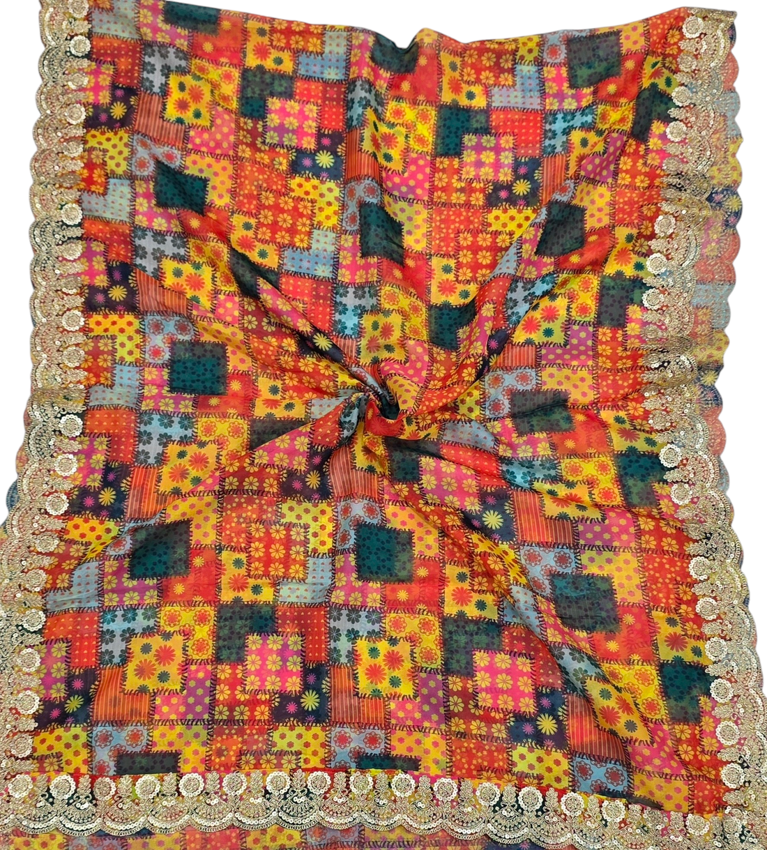 Orgenza Digital Cutwork Dupatta 4-Side - Ivaara