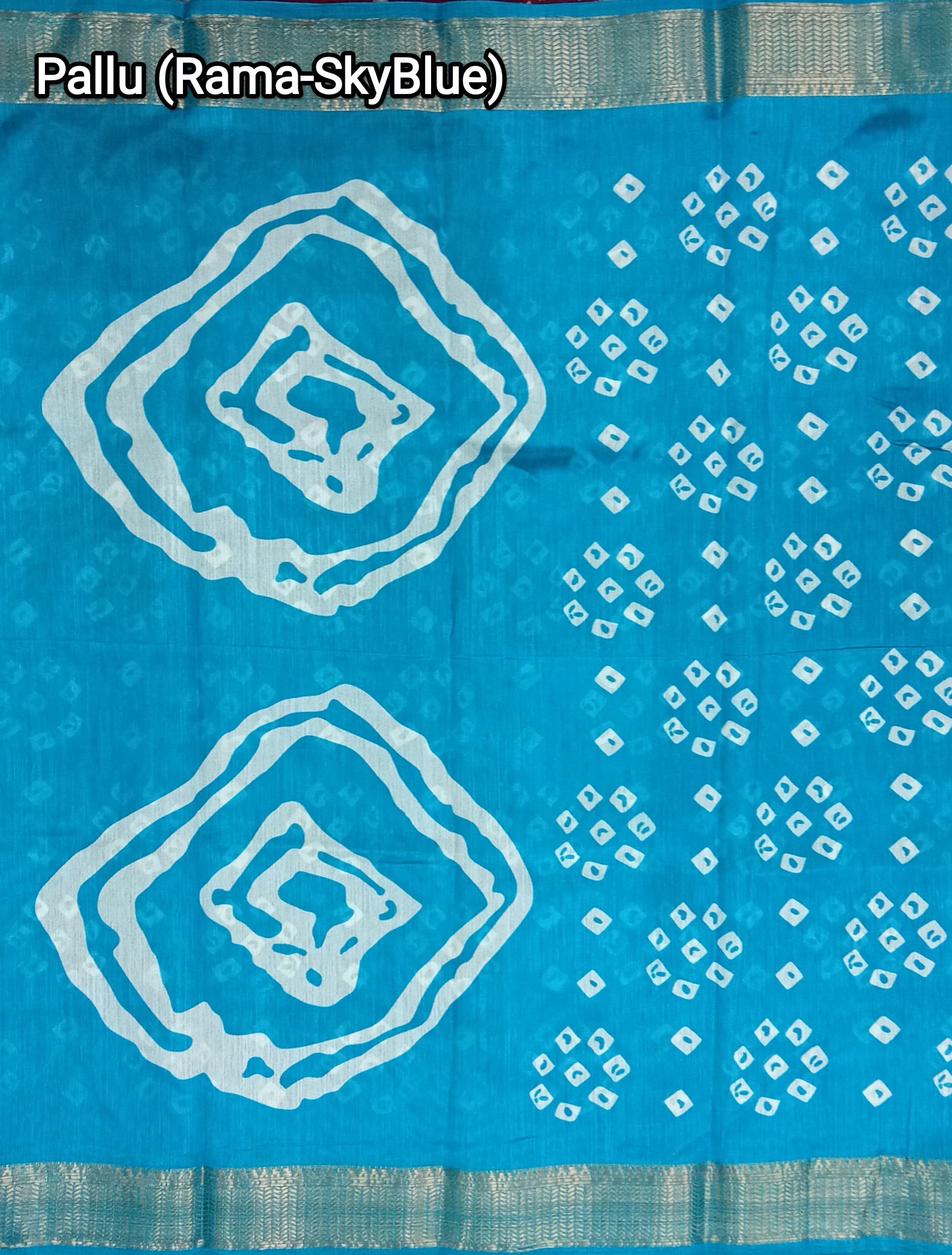 Cotton Blend Dobby Bandhej Printed Teal Blue Saree with Blouse – 6 Meter | Ivaara