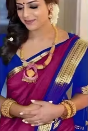 Aura Silk Paithani Style Wine Saree (AS3) | Ivaara