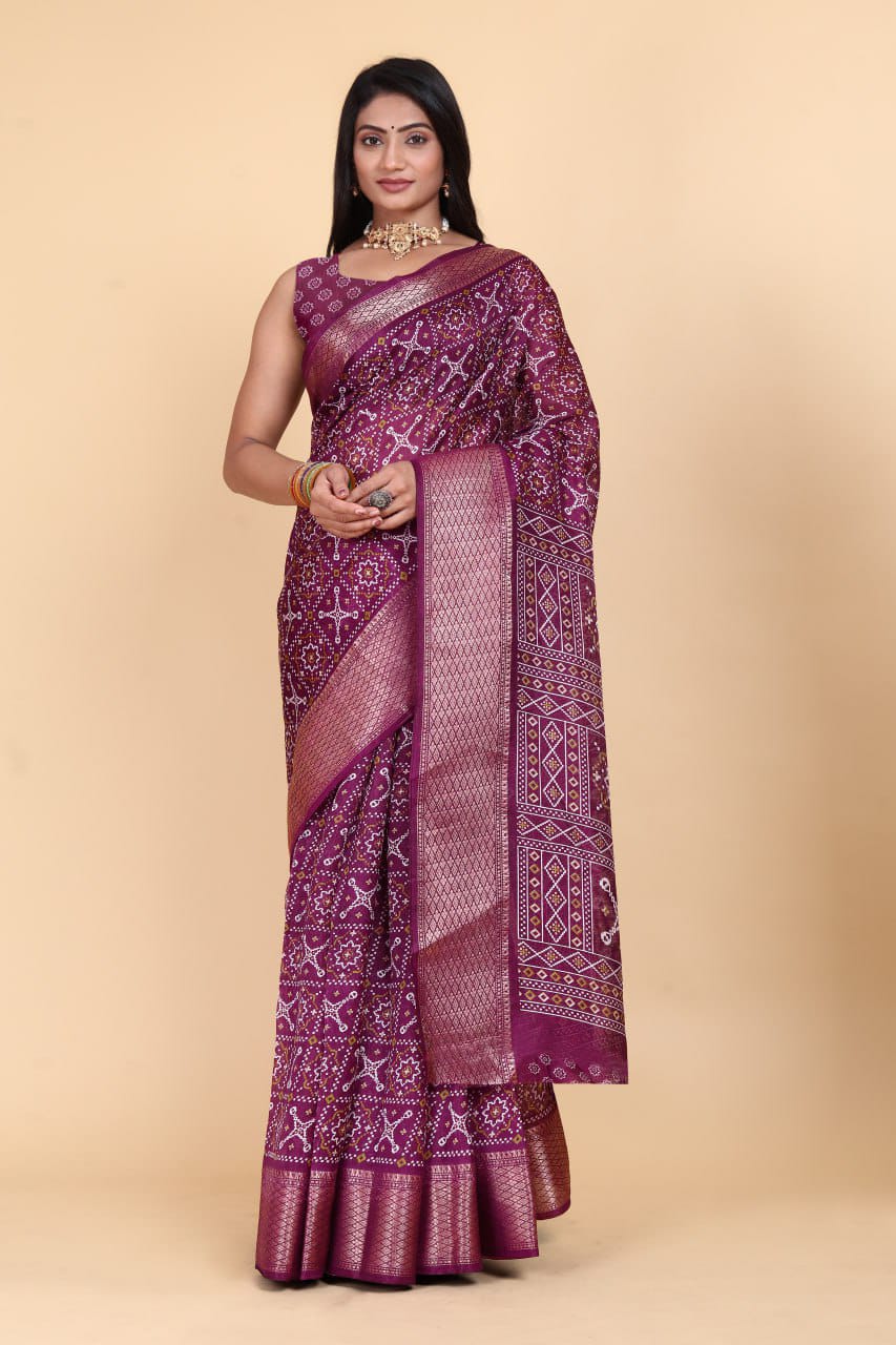 Designer Cotton Blend Saree (CB6) | Ivaara