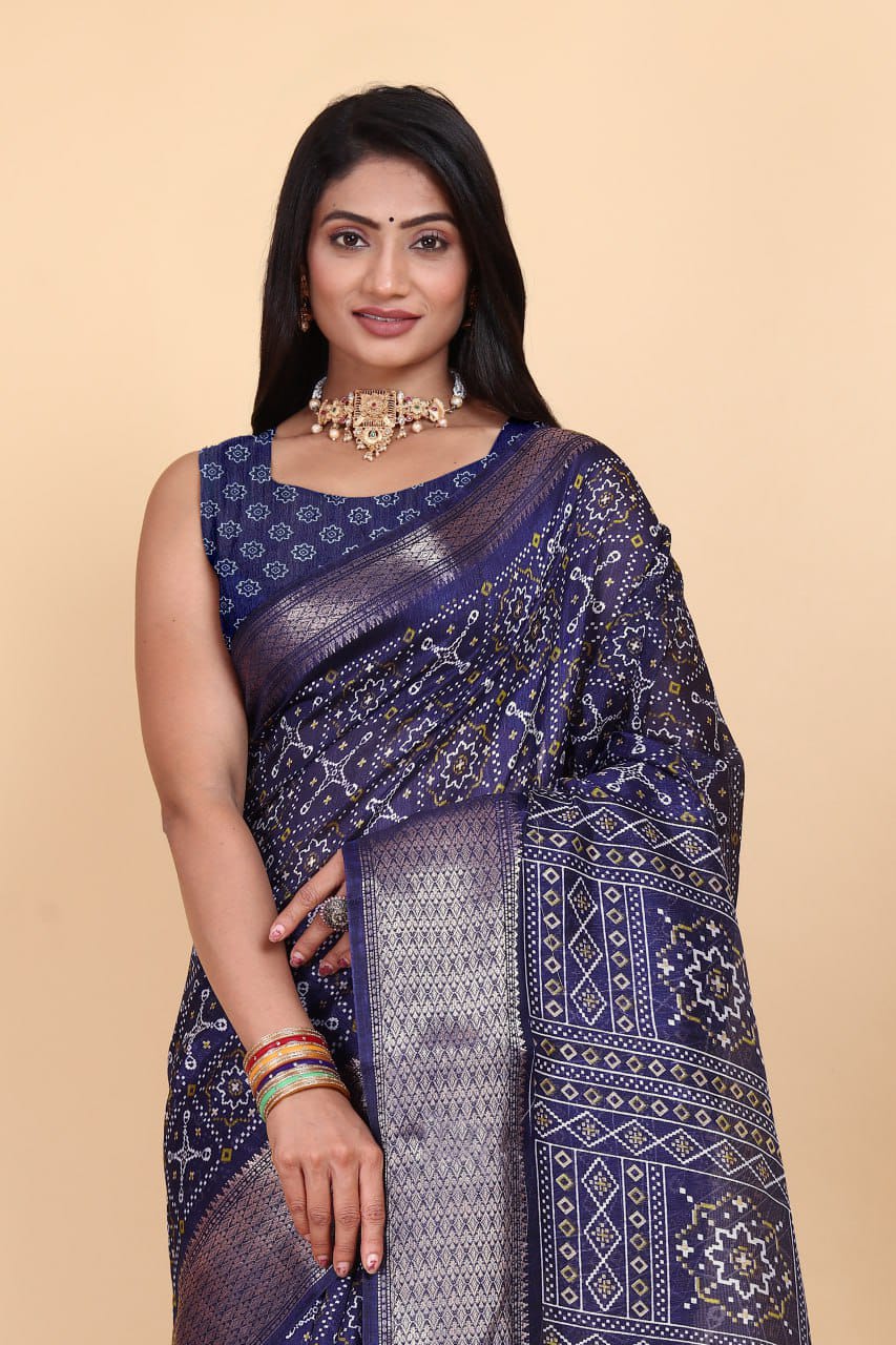 Designer Cotton Blend Saree (CB8) | Ivaara