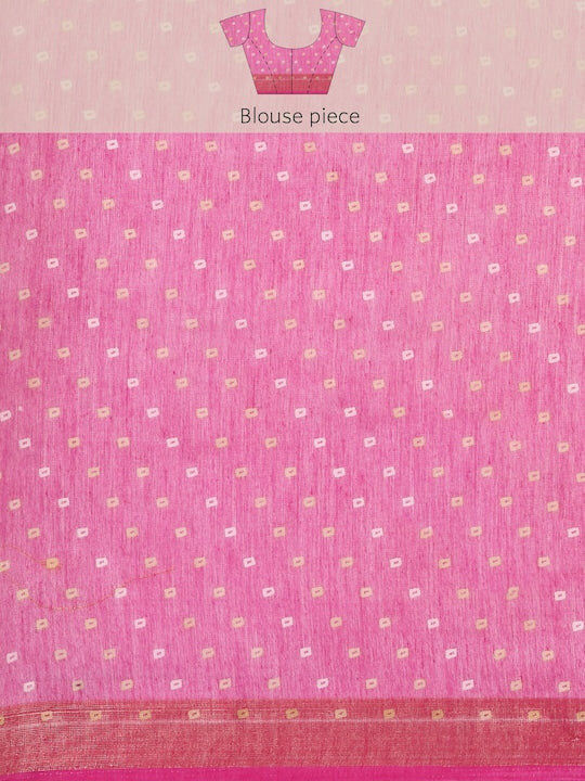 Zarina Bandhej Cotton Pink Saree By Ivaara | Best Option For Gifting.
