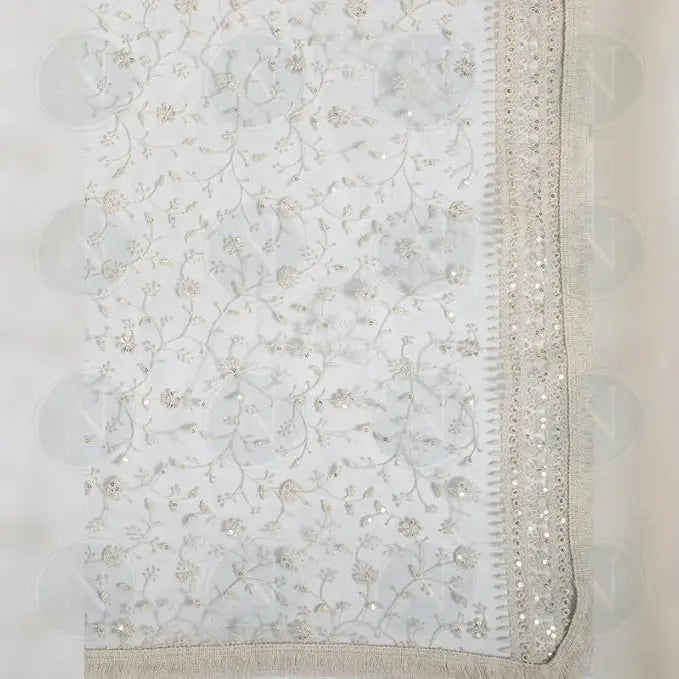 White Lucknowi Net Dupatta – Dyable & Ethnic.