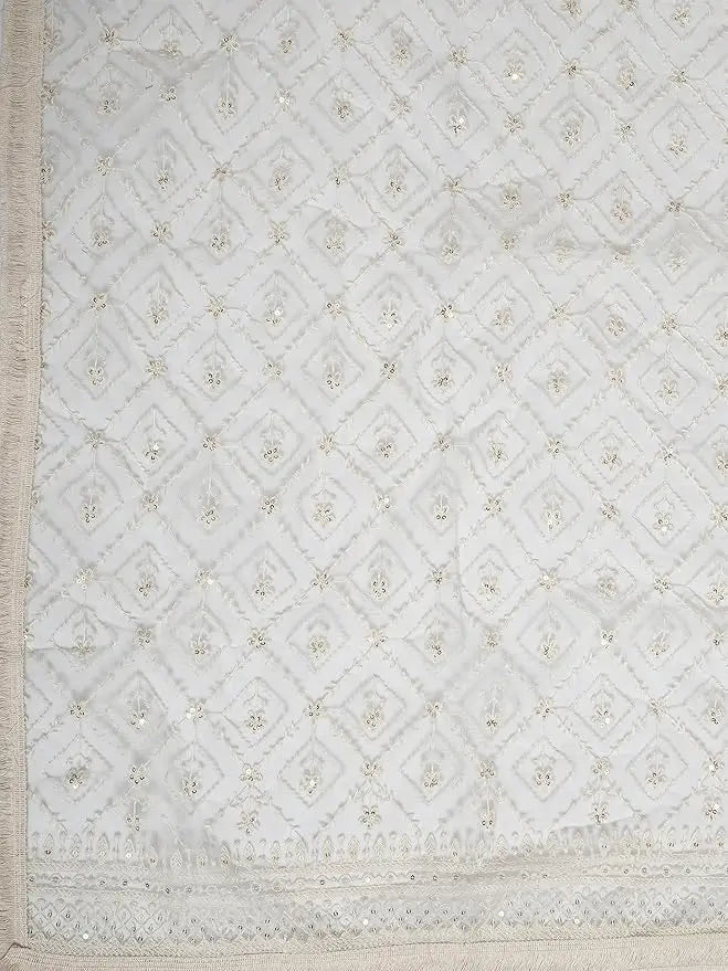 Premium Lucknowi Net Dupatta – Dyeable, Full-Length Ethnic Wrap for Women - IVAARA