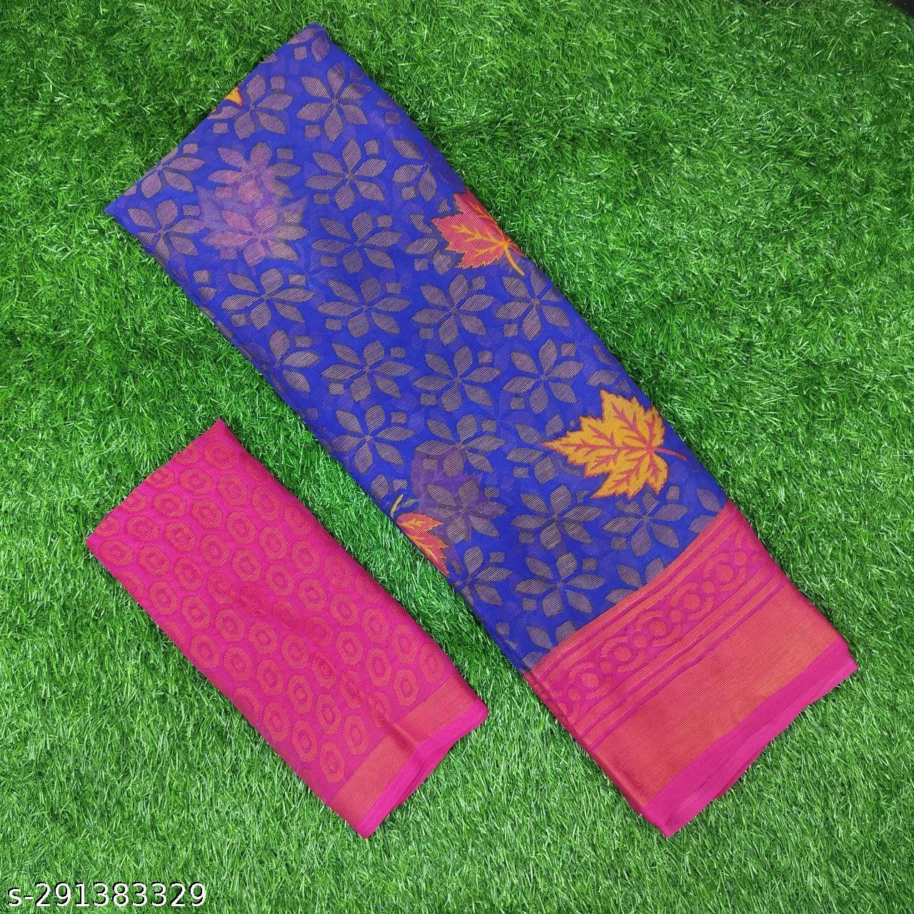 Chiffon Brasso Pink Printed Saree with Blouse – Lightweight & Festive | Ivaara.