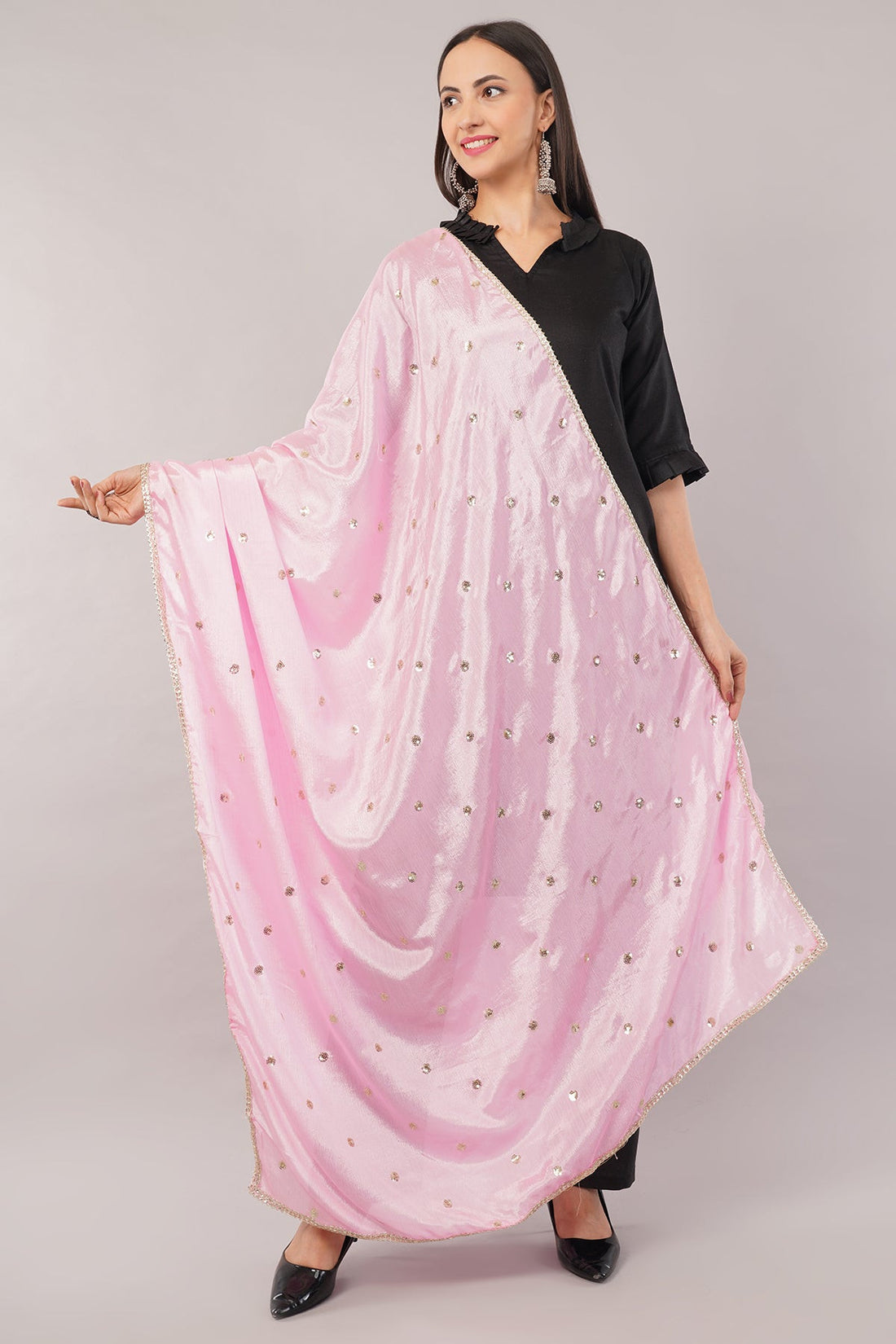 Chinnon Butti Dupatta Baby Pink (CD4) – Embroidered Dupatta for Women.