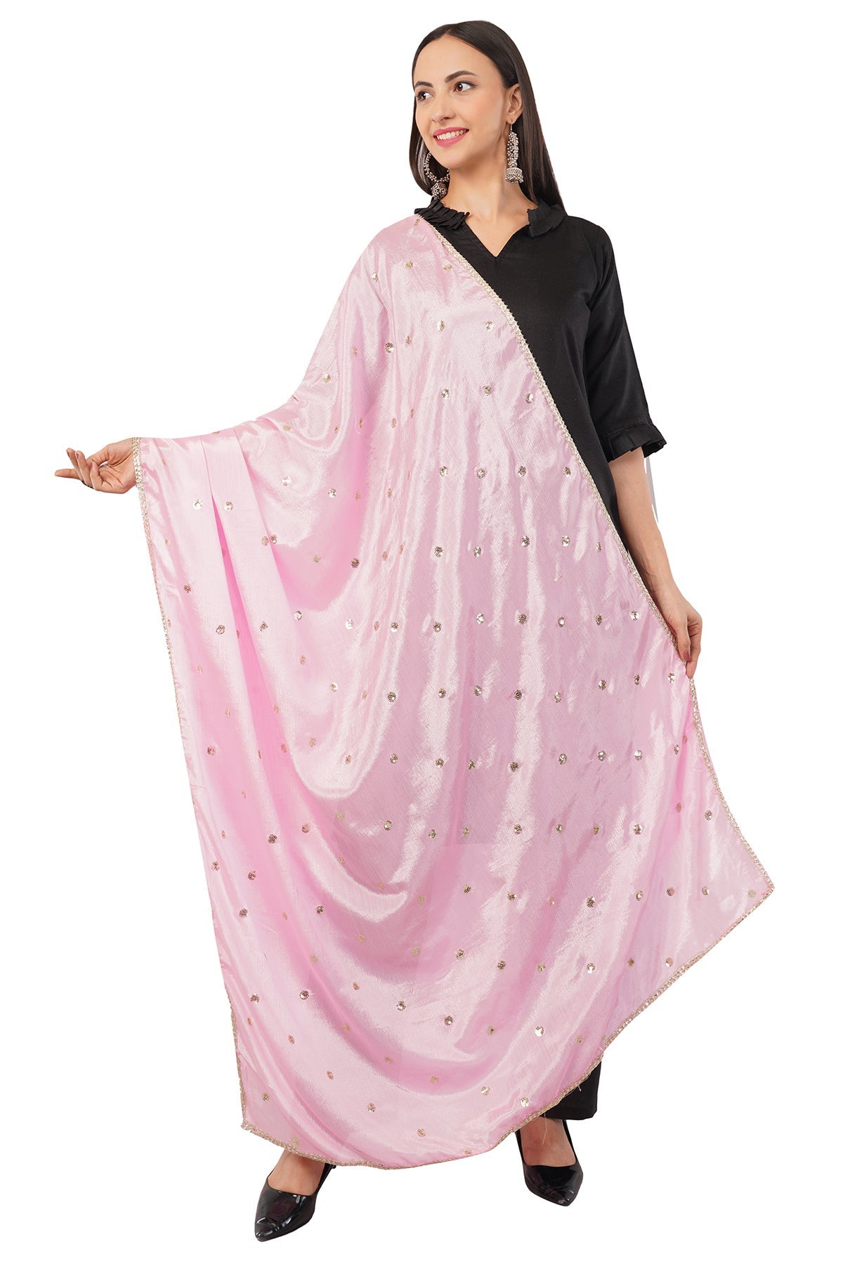 Chinnon Butti Dupatta Baby Pink (CD4) – Embroidered Dupatta for Women.