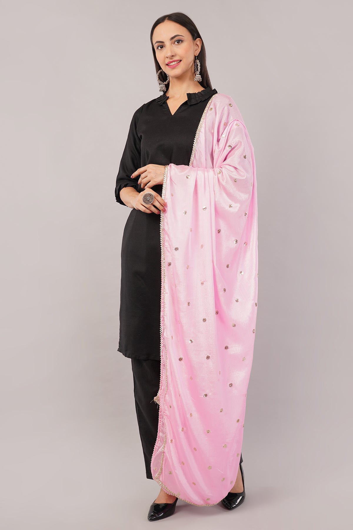 Chinnon Butti Dupatta Baby Pink (CD4) – Embroidered Dupatta for Women.