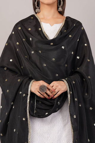 Chinnon Butti Dupatta Black (CD6) – Embroidered Dupatta for Women