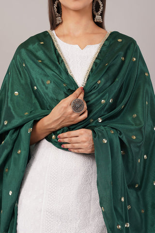 Chinnon Butti Dupatta Bottle Green (CD3) – Embroidered Dupatta for Women