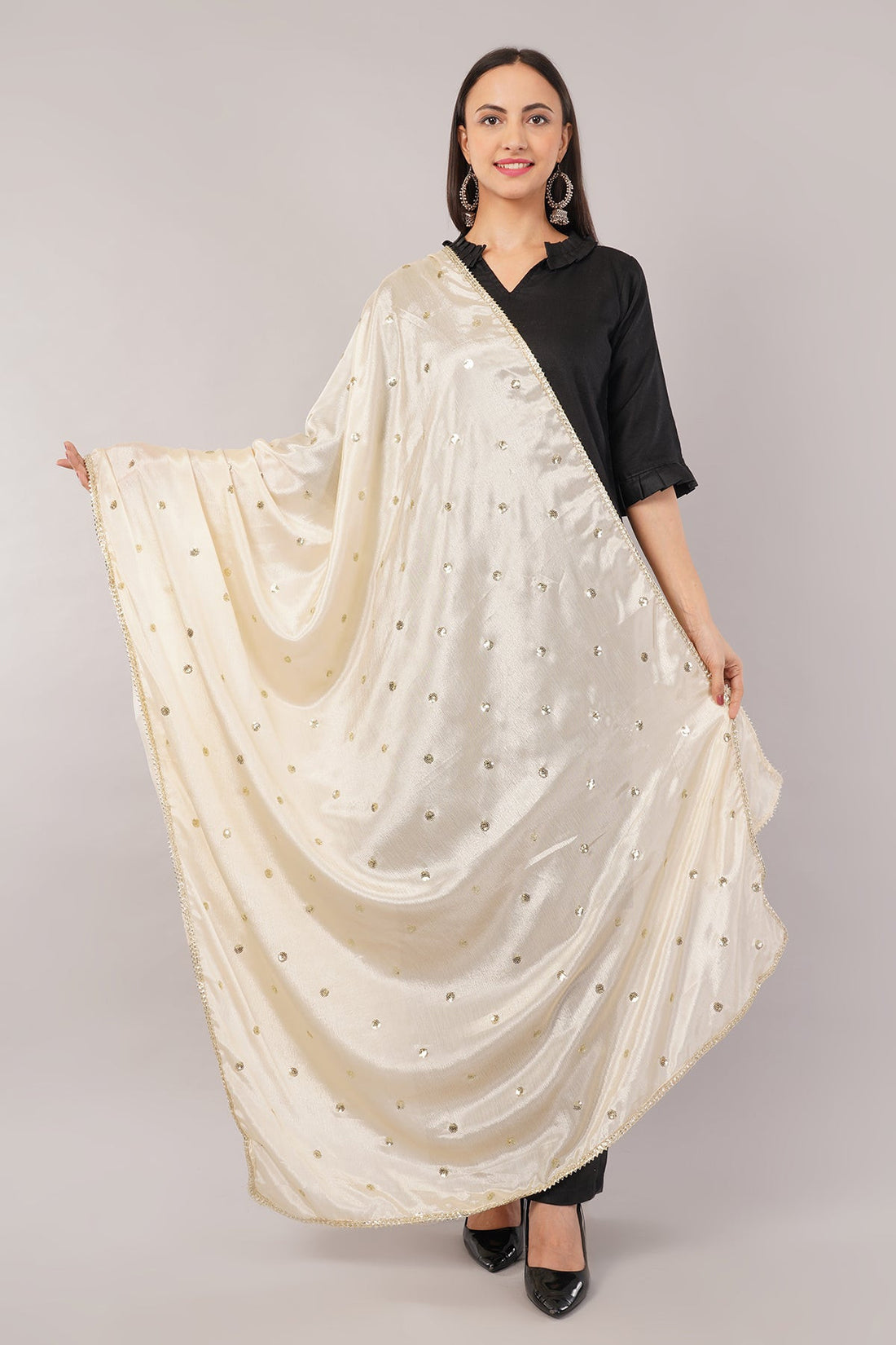 Chinnon Butti Dupatta Cream (CD9) – Embroidered Dupatta for Women.