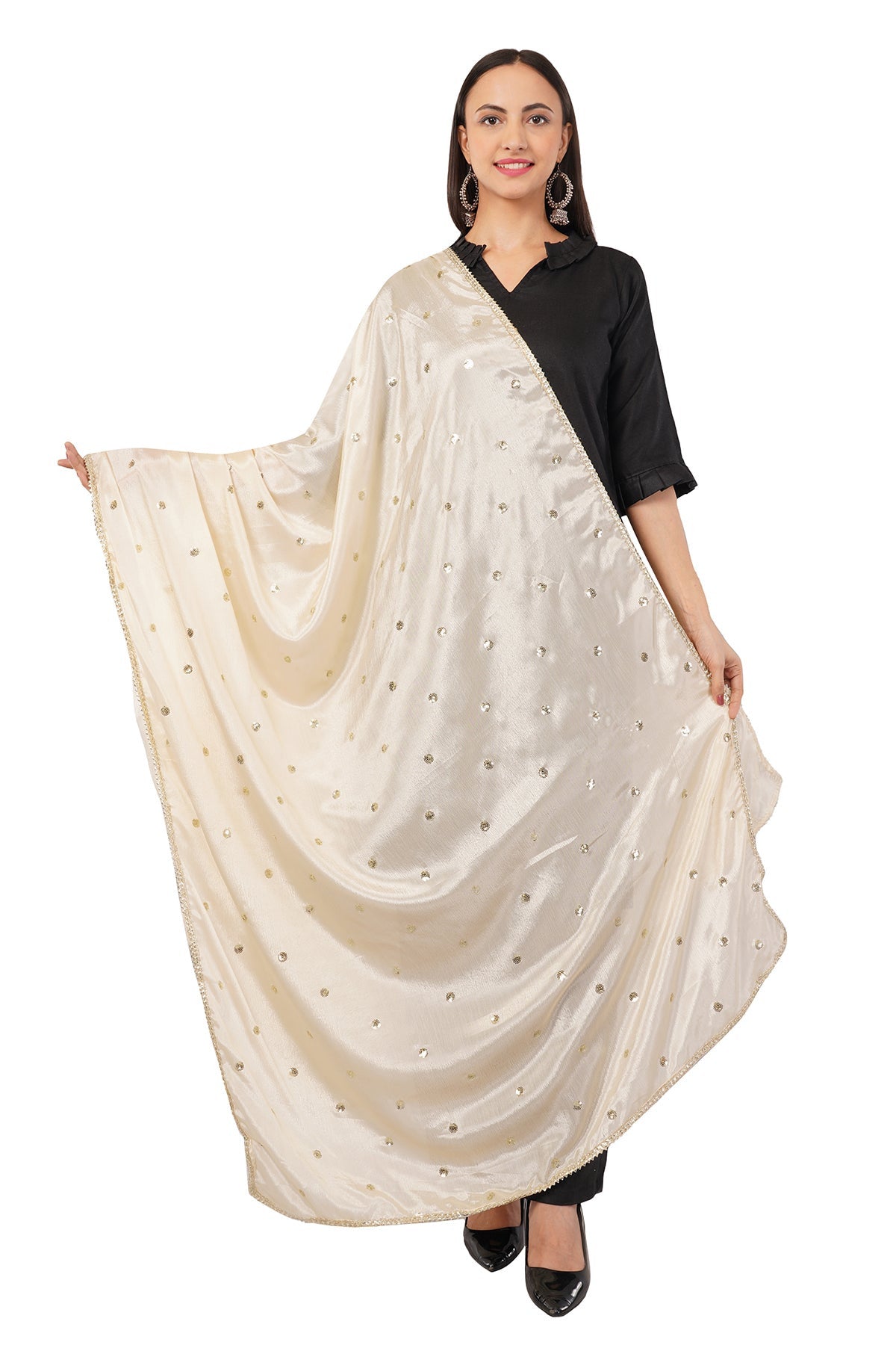 Chinnon Butti Dupatta Cream (CD9) – Embroidered Dupatta for Women.