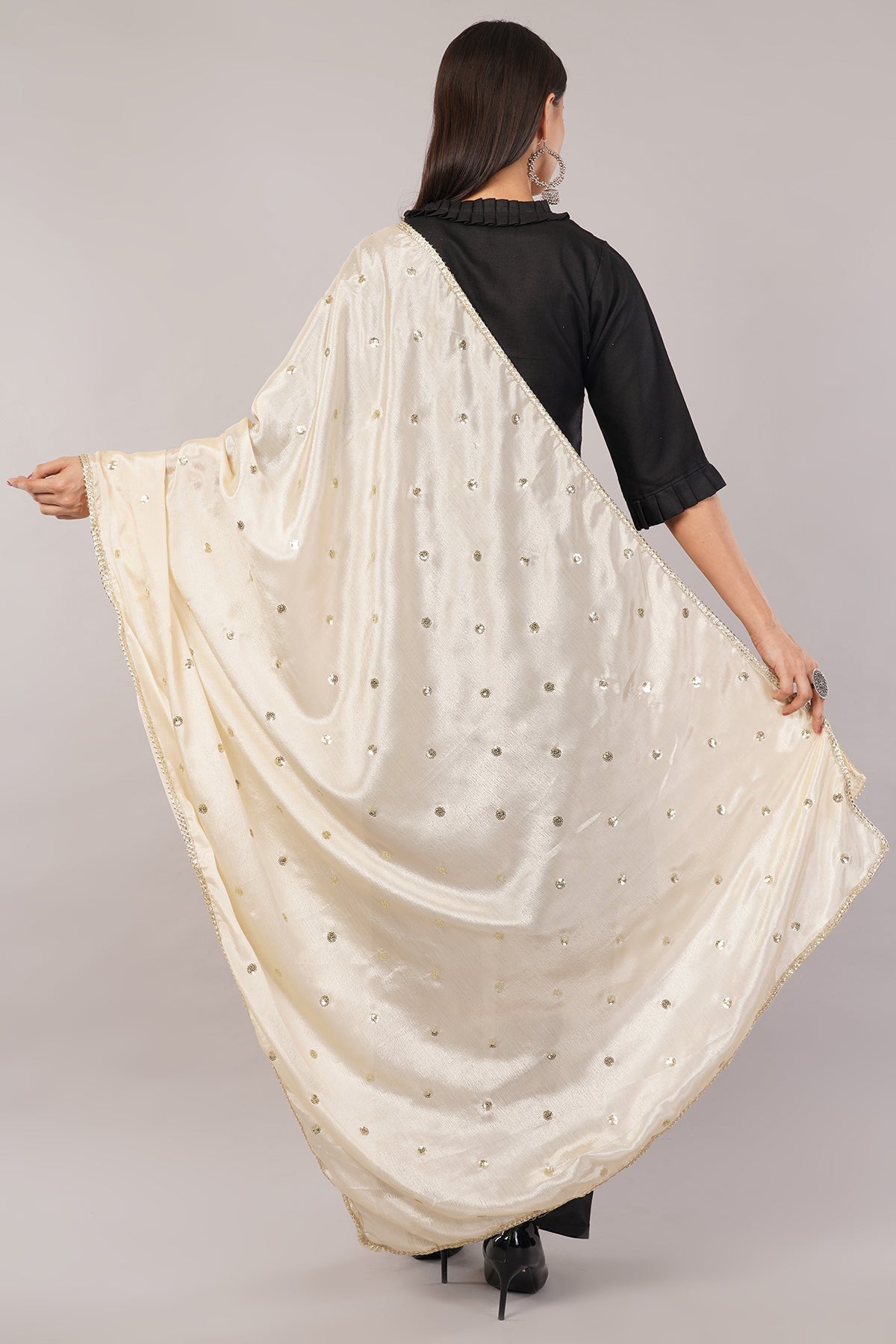 Chinnon Butti Dupatta Cream (CD9) – Embroidered Dupatta for Women.