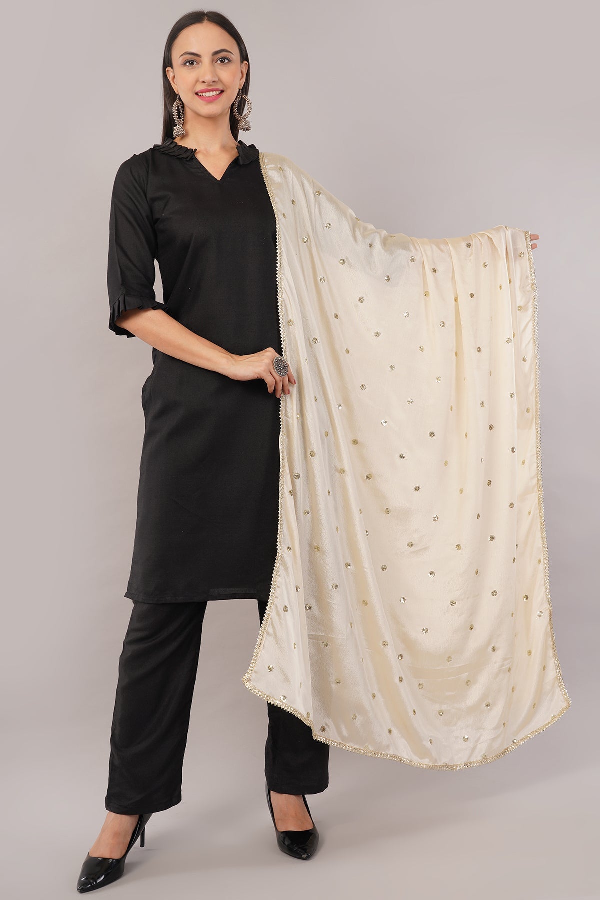 Chinnon Butti Dupatta Cream (CD9) – Embroidered Dupatta for Women.