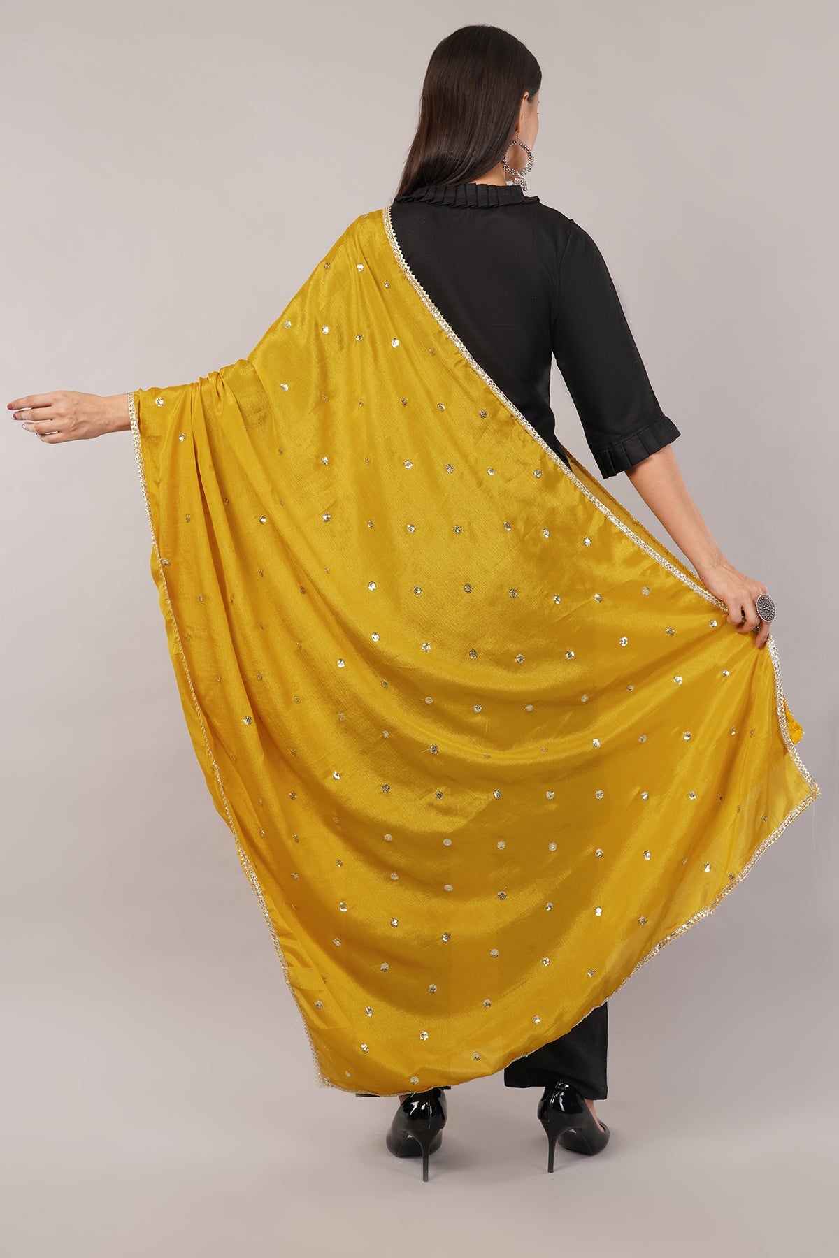 Chinnon Butti Dupatta Mustard (CD10) – Embroidered Dupatta for Women.