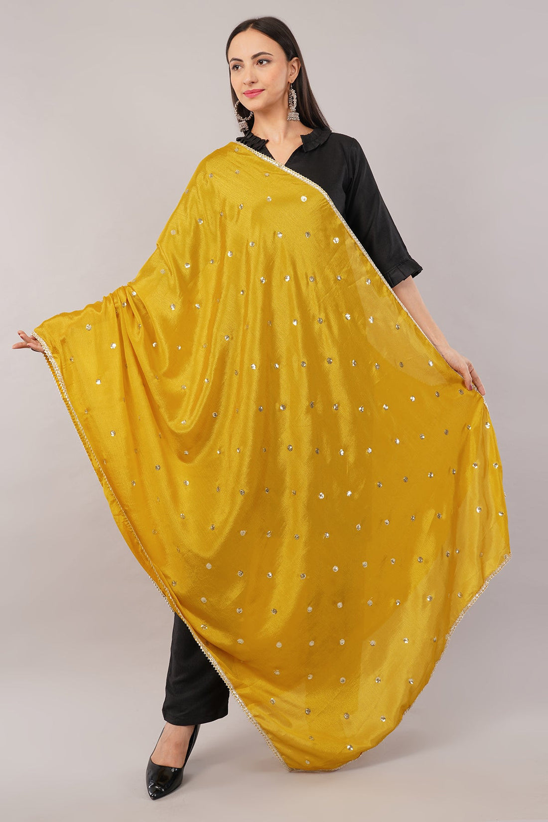 Chinnon Butti Dupatta Mustard (CD10) – Embroidered Dupatta for Women.