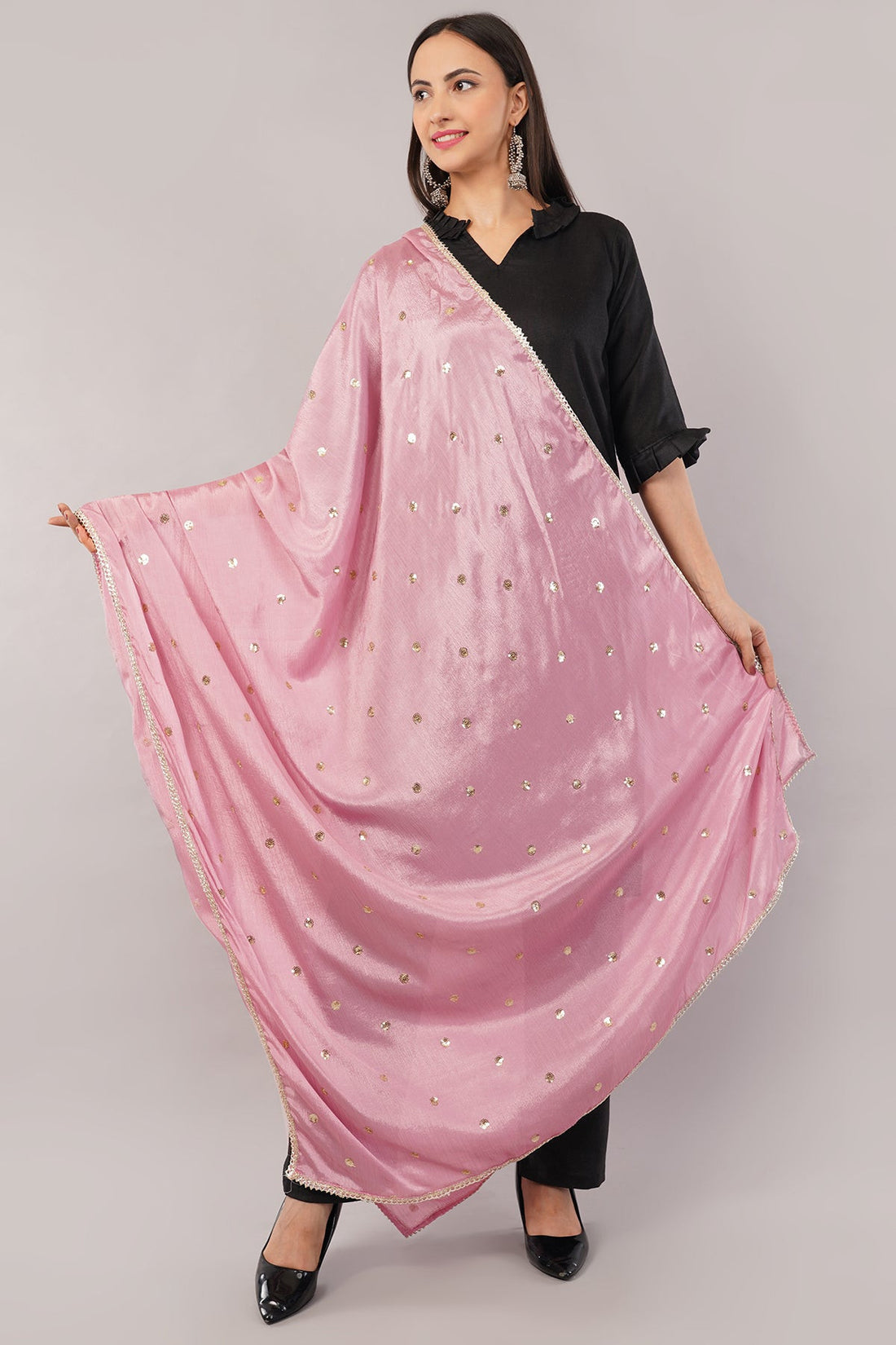 Chinnon Butti Dupatta Onion Pink (CD7) – Embroidered Dupatta for Women.