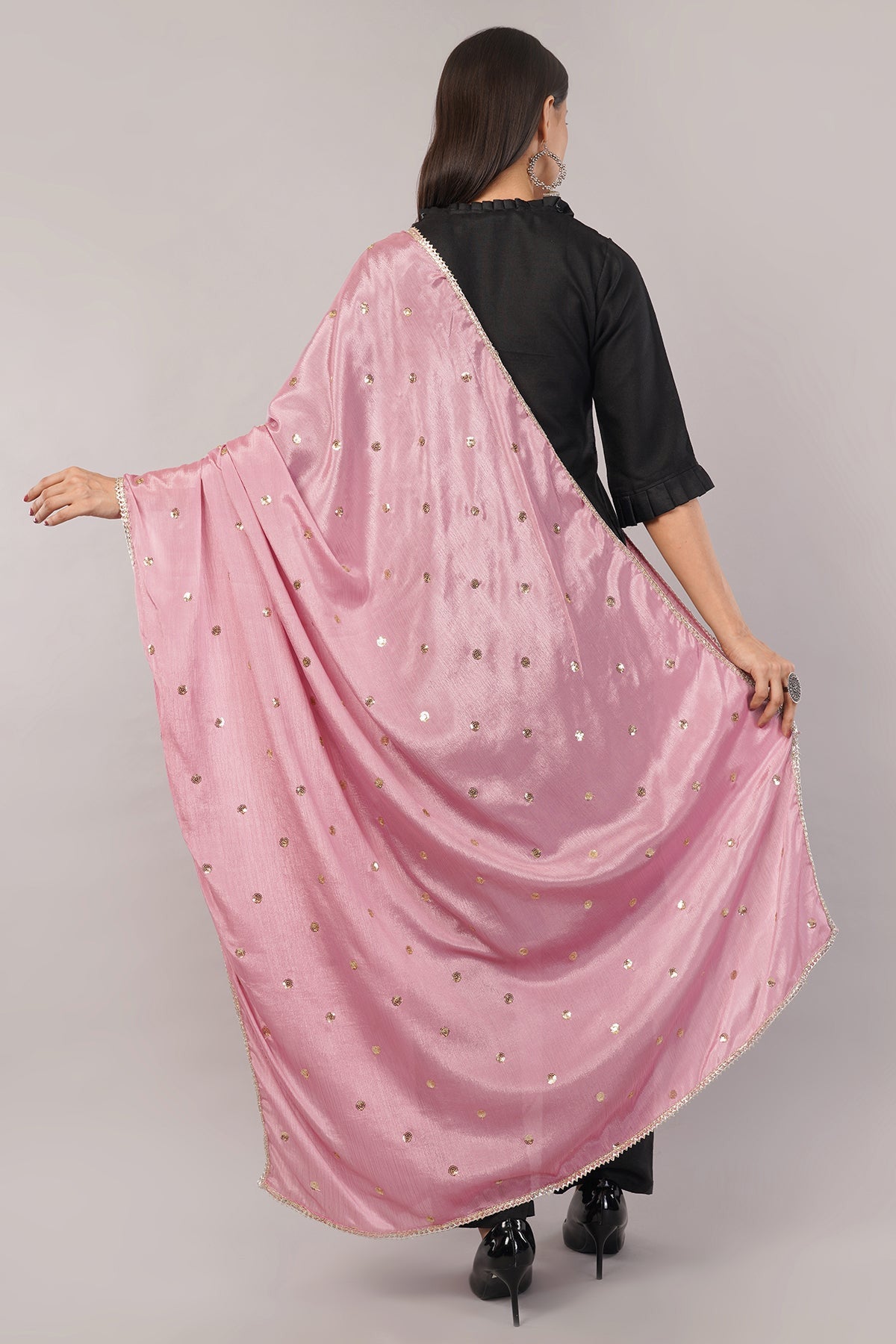 Chinnon Butti Dupatta Onion Pink (CD7) – Embroidered Dupatta for Women.